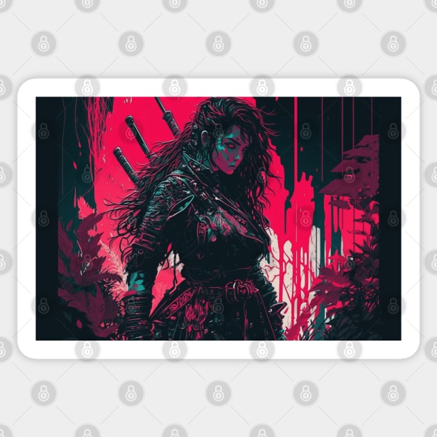 Female Cyberpunk Samurai Sticker by Nightarcade